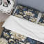 Opulence damassée bleue - pivoines bleues - ensemble de housse de couette floral - microfibre de polyester-2057958384