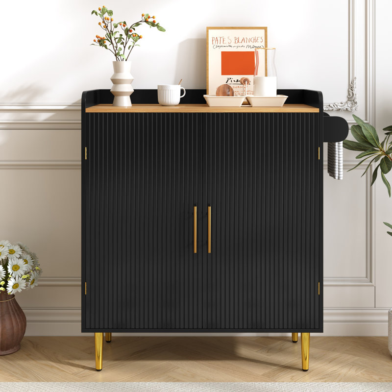 Armoire à café 37,7 po avec porte-bouteilles et tiroir de rangement, Noir