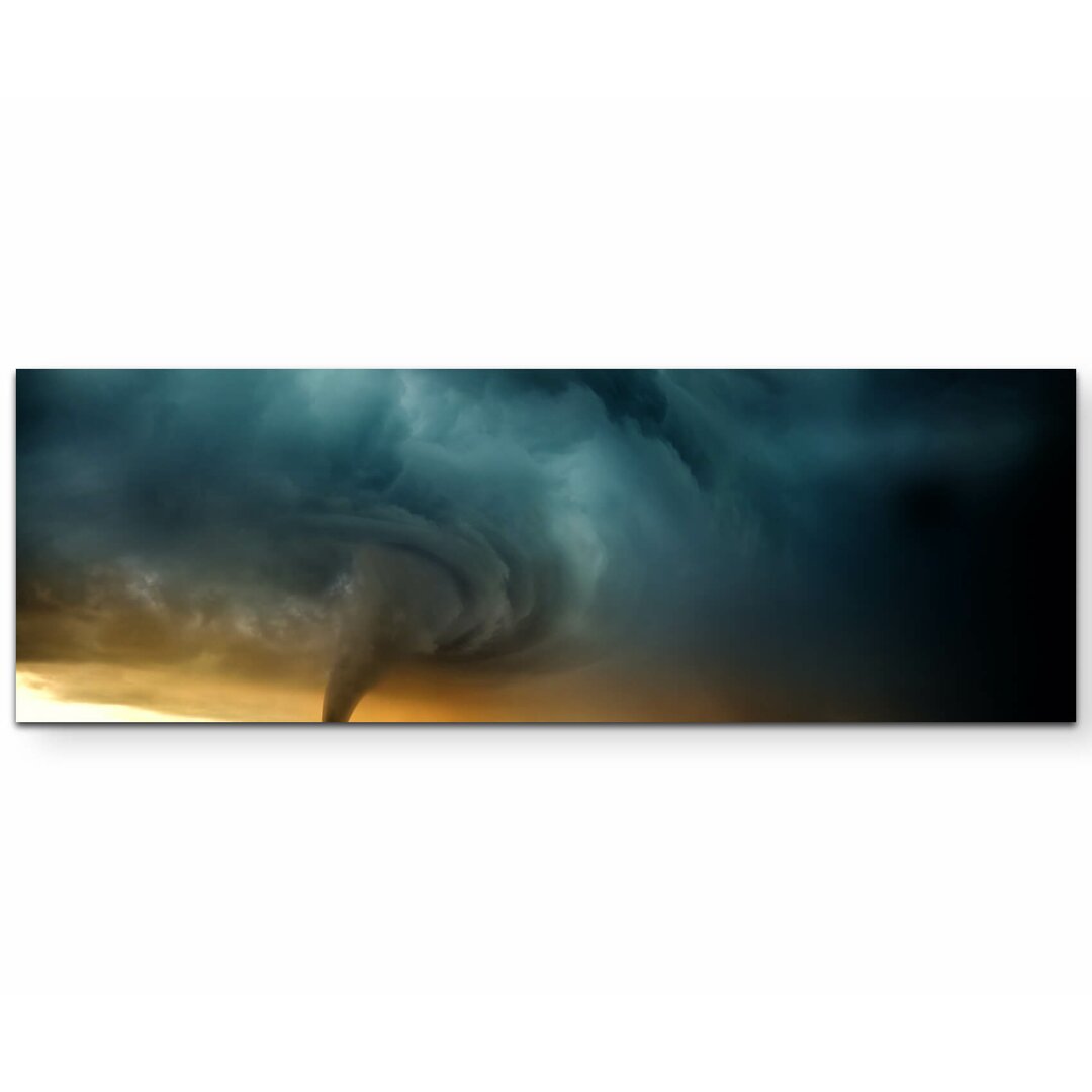 Leinwandbild Schwarze Wolkenformation mit Tornado