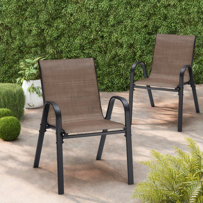 Stackable Patio Dining Chairs, Metal Textilene Modern Set For Balcony