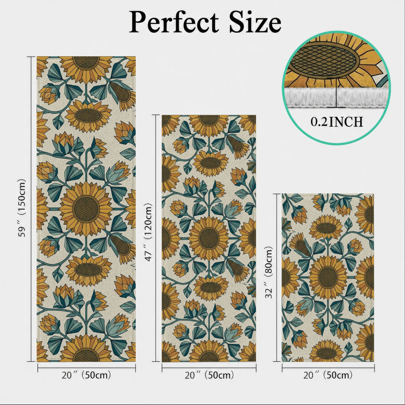 Tapis de cuisine tournesol antidérapant lavable