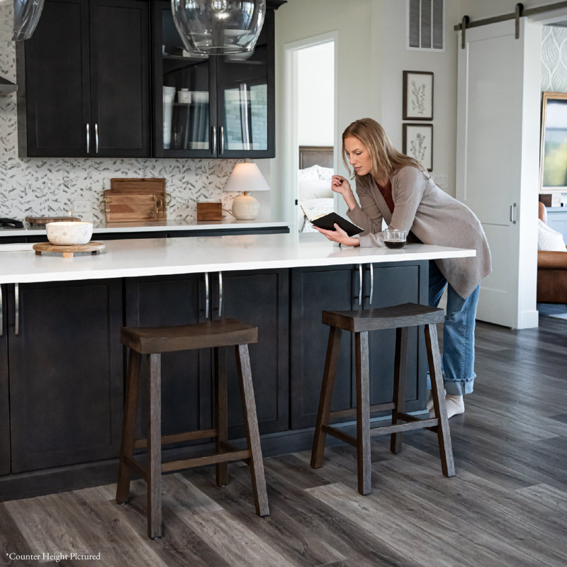 Maven Lane Vincent Wooden Kitchen Stool, Antiqued Brown, Bar Stool ( 31" Seat Height )