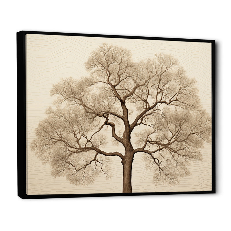 «Brown Oaks Outline III», reproduction sur toile, Cadre flottant noir, H 12 po x l 20 po x P 1 po
