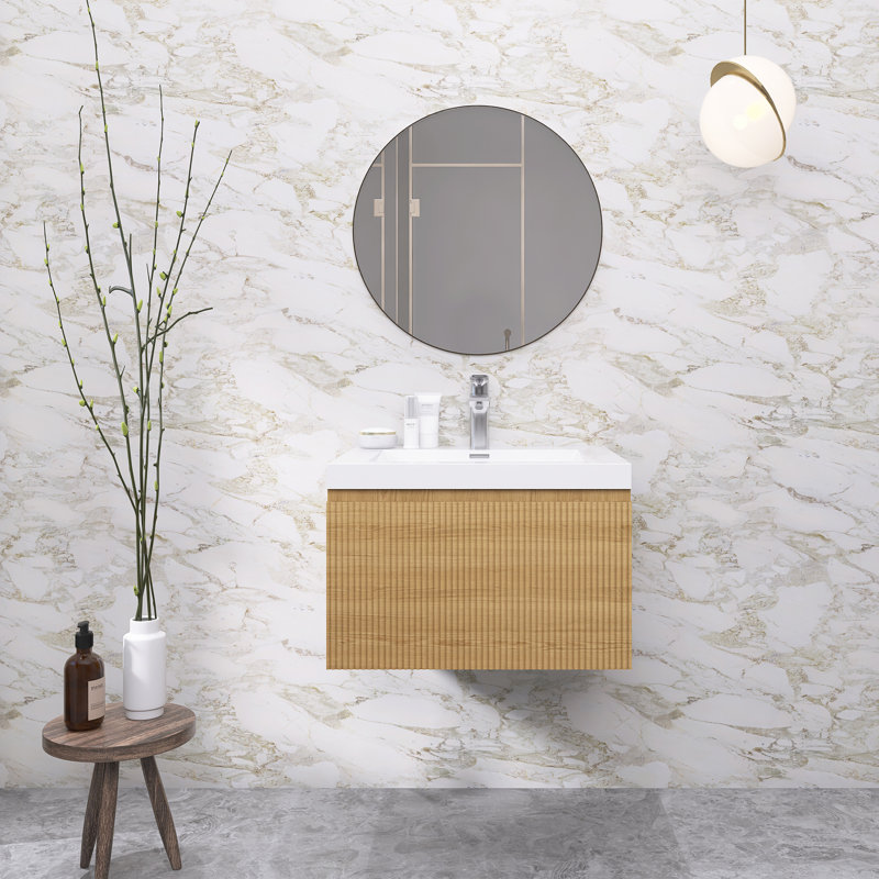 Meuble-lavabo moderne à rayures avec lavabo simple, 24"