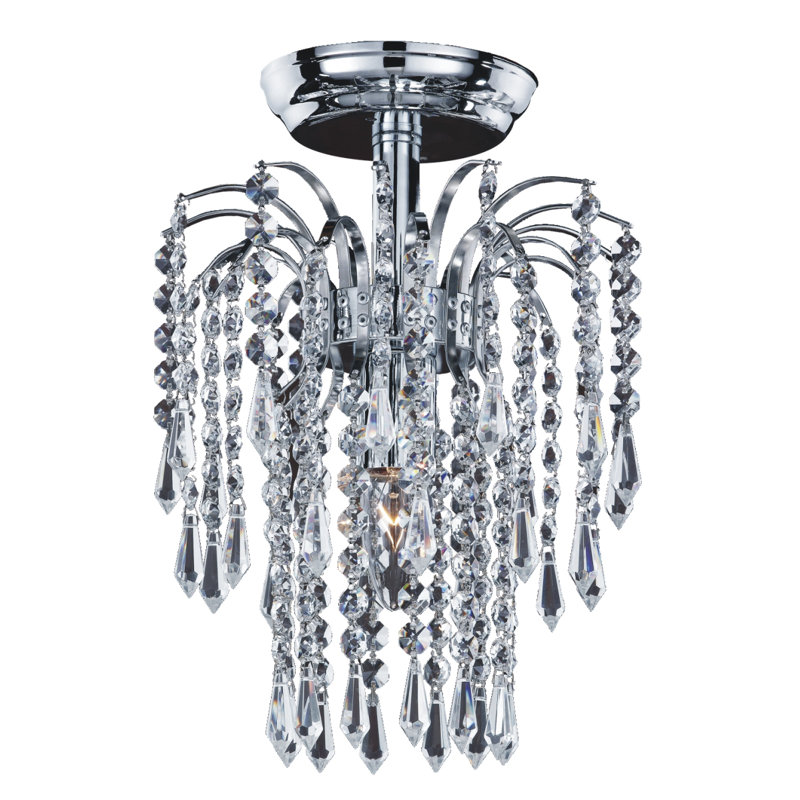Cascade 1 - Light Chrome Unique/Statement Pendant, Signature Clear Crystal