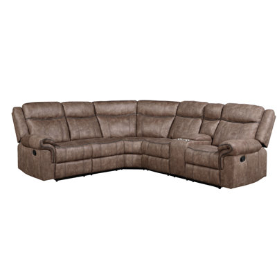 Canapé modulaire confortable en nubuck deux tons avec inclinaison manuelle et prise somptueuse