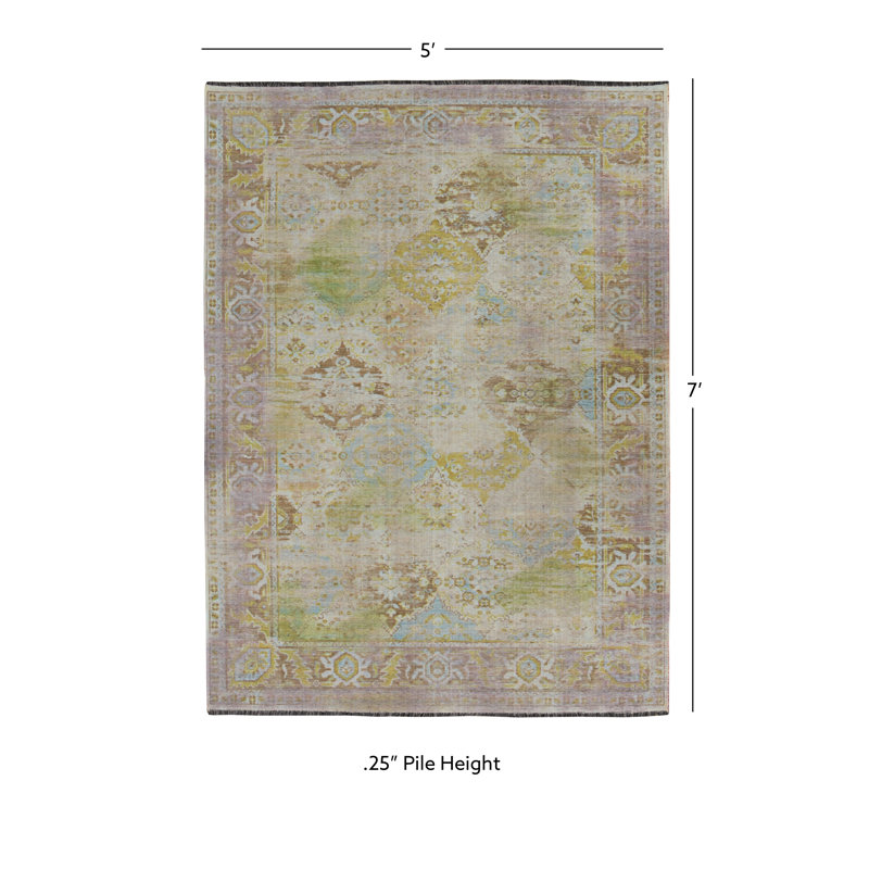 Laurel Mersin Machine Woven Polyester Area Rug in Purple, Rectangle 5' x 7'
