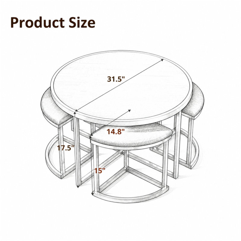 Tempered Glass Top Nesting Coffee Table, Black / Gold