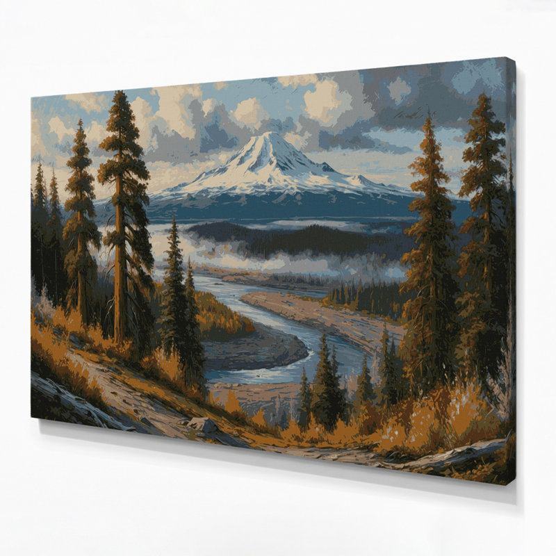 USA State Oregon Brown Canvas Wall Art, 11" H x 14" W