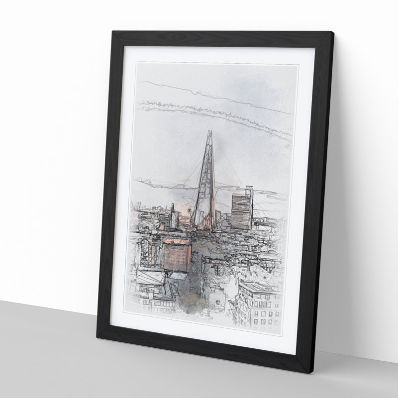 The Shard in London Vol.5 - Picture Frame Graphic Art, 65cm H x 48cm W x 2cm D, Black Framed