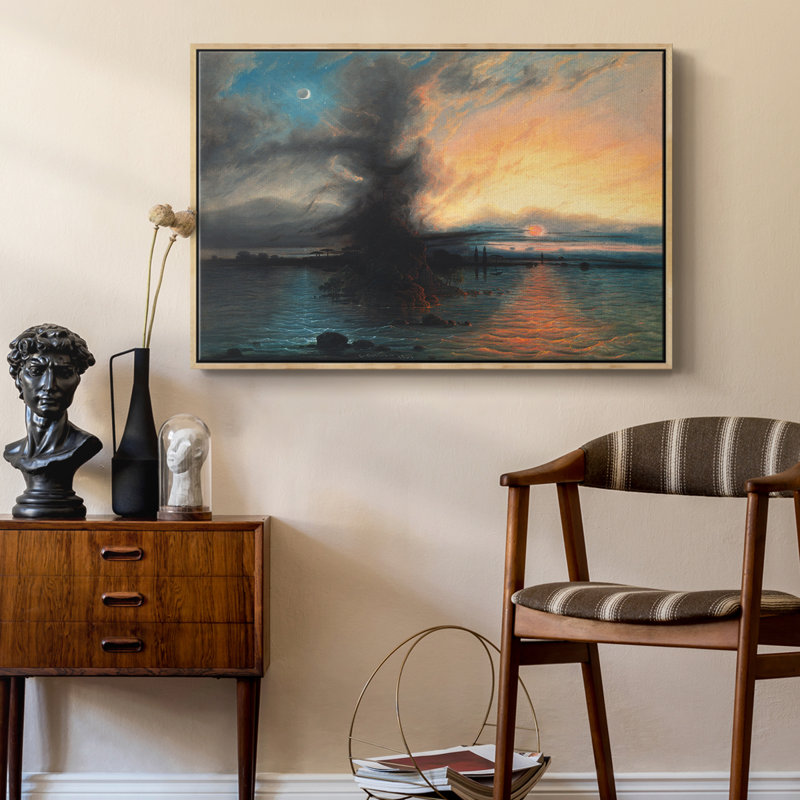 Paysage rétro - CX, H 17 po x l 25 po x P 2 po, Toile naturelle avec cadre flottant