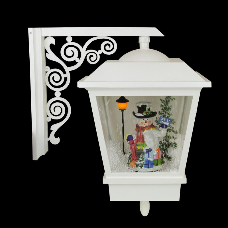 White LED Lighted Musical Snowman Christmas Street Lamp Decoration