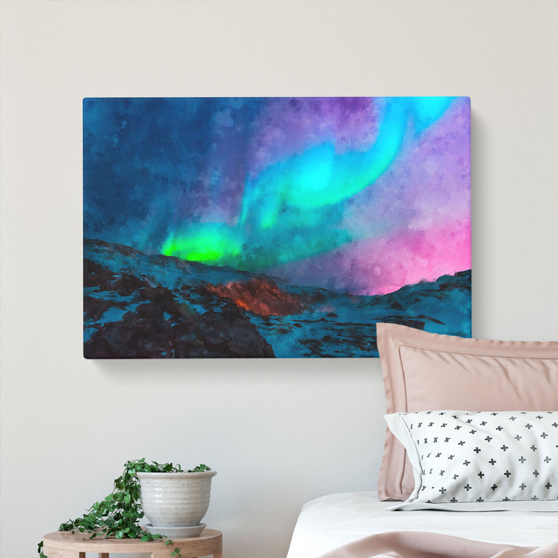 The Northern Lights Aurora Borealis - Wrapped Canvas, 60cm H x 91cm W x 3cm D