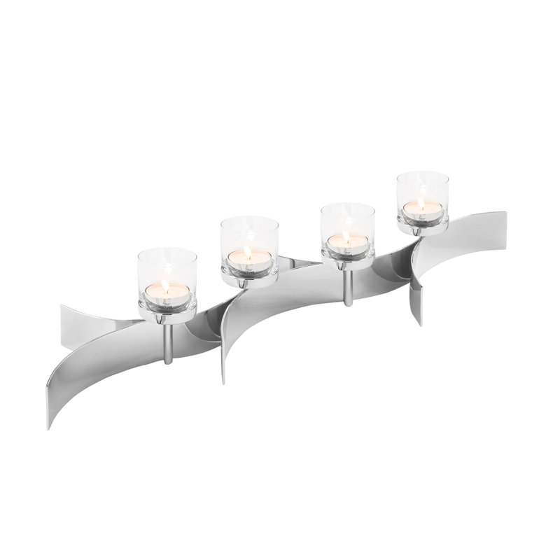 Aluminum Tabletop/middle Piece Candelabra, 11cm H x 10cm W x 58.5cm D