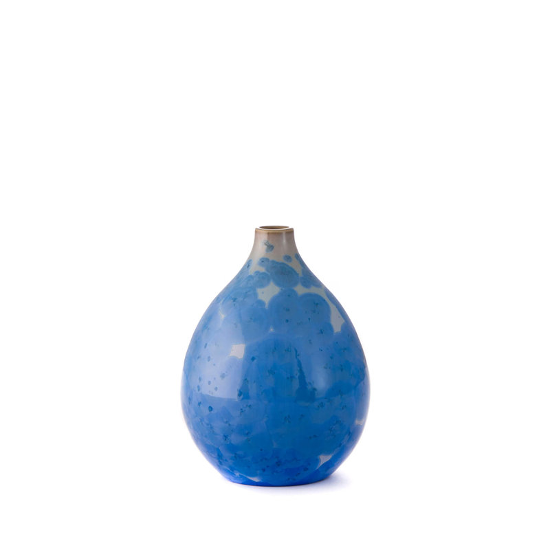 Crystalline Handmade Stoneware Table Vase, Cobalt