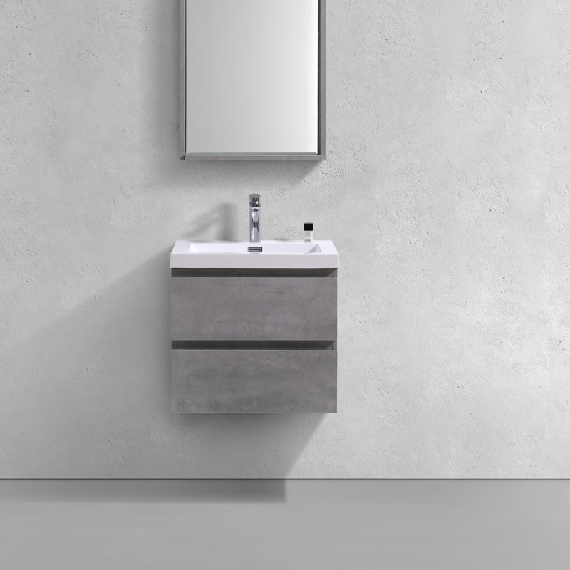Ensemble de meuble-lavabo simple 24 po Hridhaan, Gris ciment