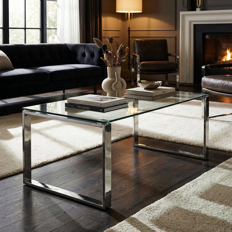 Taft Avenue Glass Top Single Coffee Table, 16'' H X 47'' W X 24'' D