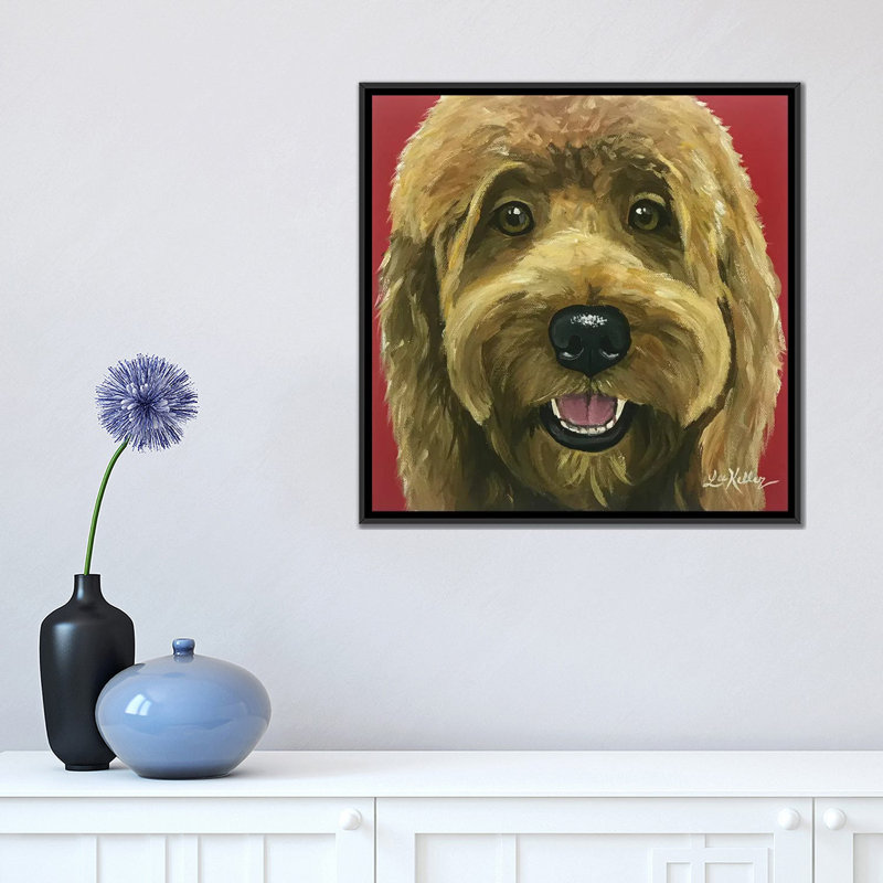 « nikki the goldendoodle », reproduction d’impression sur toile, H 26 po x l 26 po x P 1,5 po, Toile avec cadre noir