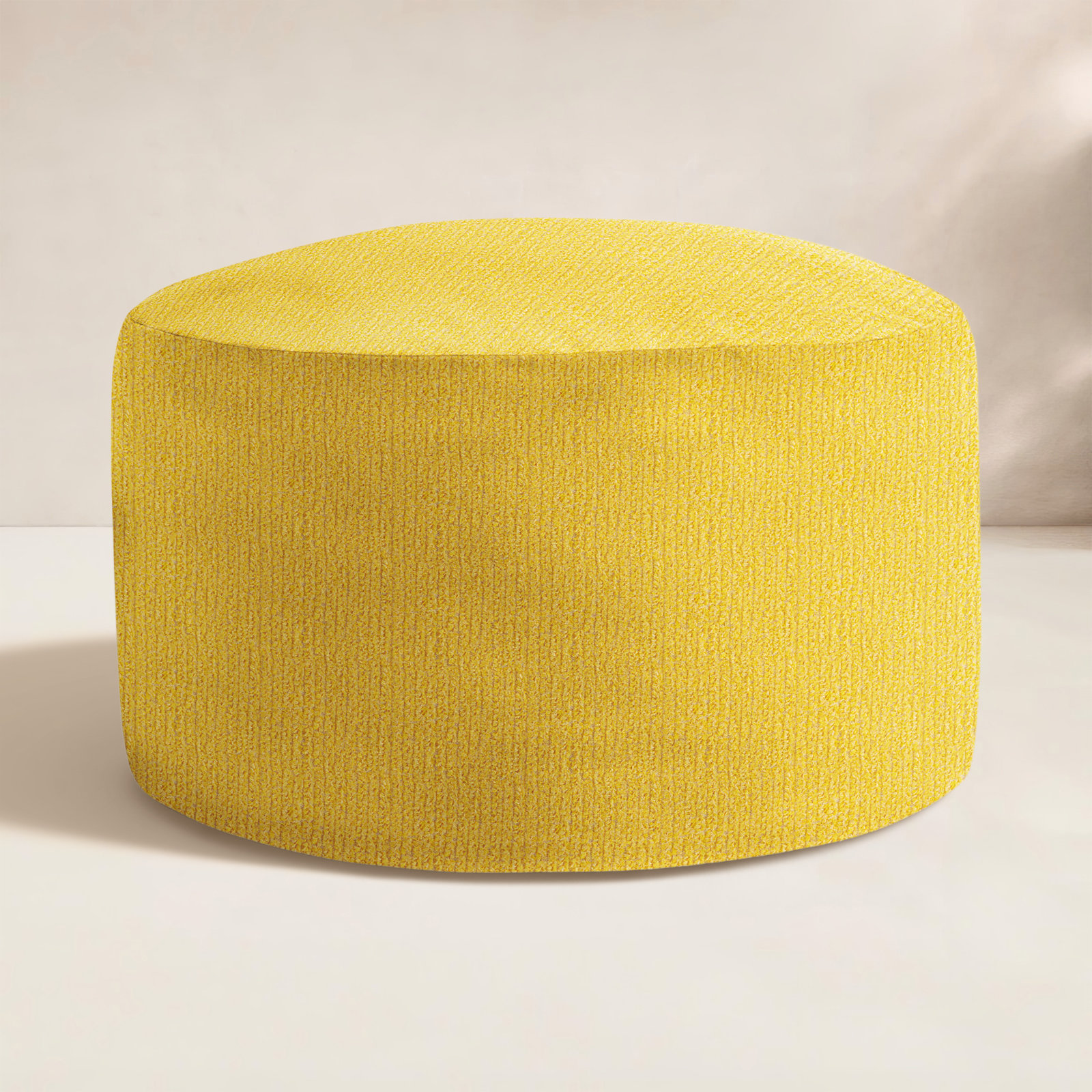 Continuous Round Upholstered Outdoor Ottoman with Sunbrella® Cushion, Yellow