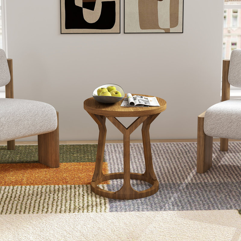 Table de bout ronde d'appoint Farment, Brun