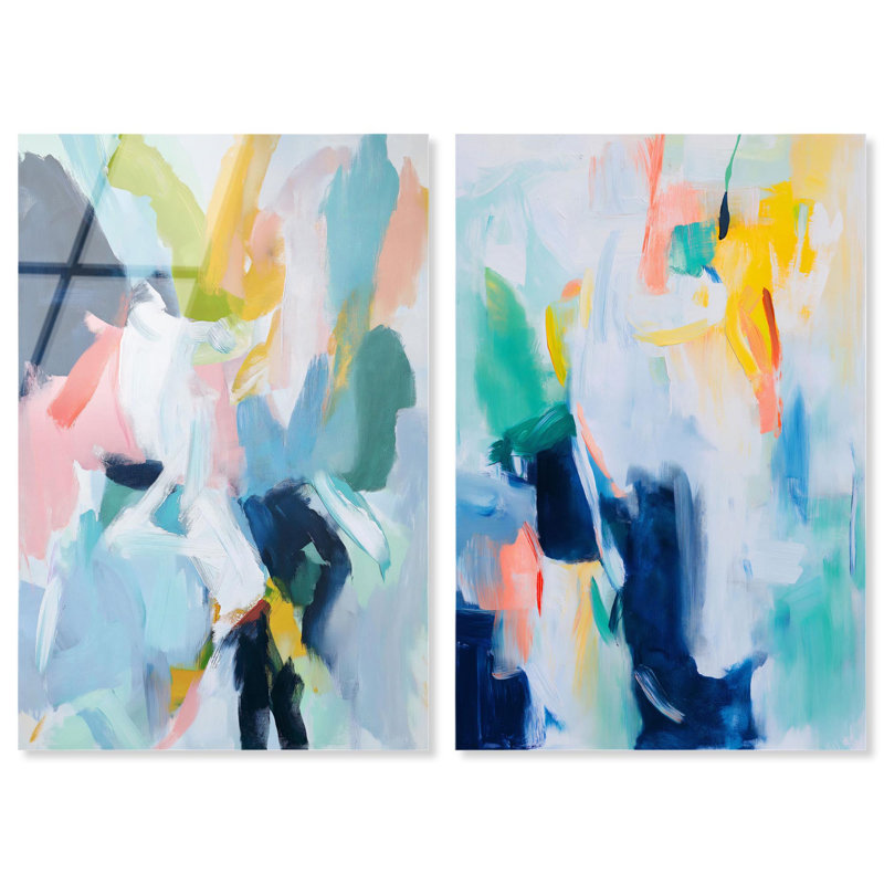 Art mural acrylique bleu Blush Boho, H 45 po x l 30 po