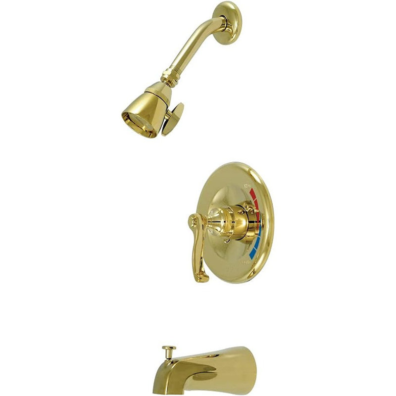 Kingston Brass Royale Single-Handle Pressure Balanced Tub and Shower Faucet, Trim Only, Brushed Nickel/Polished Chrome
