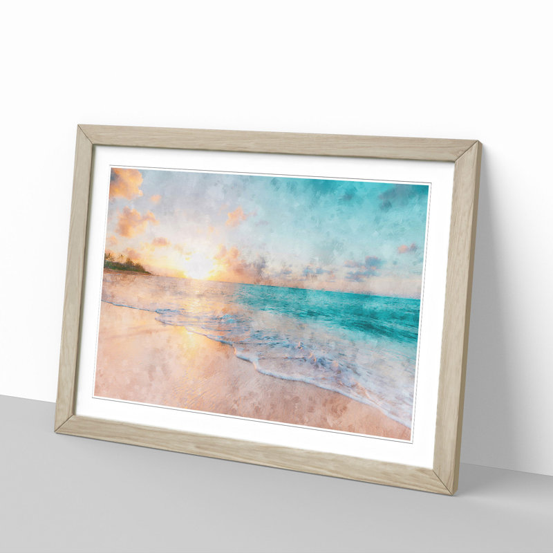 North Shore Beach Hawaii - Picture Frame Graphic Art Print, 33cm H x 45cm W x 2cm D, Oak Framed