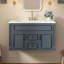 Armoire de salle de bain murale avec lavabo en céramique et tiroirs, meuble-lavabo simple de style français avec charnières à fermeture douce-2127181879