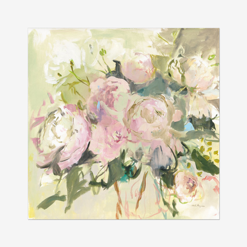Peonies With Sage by Marilyn Hageman - Painting, 30cm H x 30cm W, Paper Print