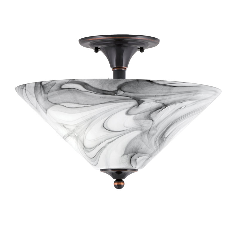 Mannheim Semi-Flush 2 Bulbs With Glass, Onyx, Black Copper
