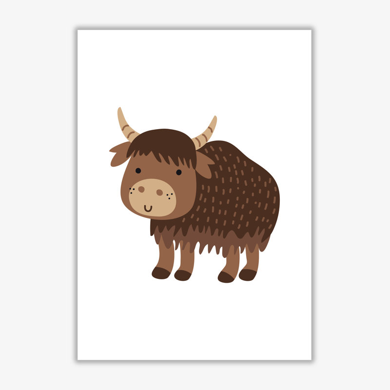 Children's Animals, Yak - Print, 30 cm H x 21 cm W x 1 cm D, No Frame