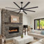 84" Black Ceiling Fan With Lights For Living Room, Remote Control And Quiet Reversible DC Motor