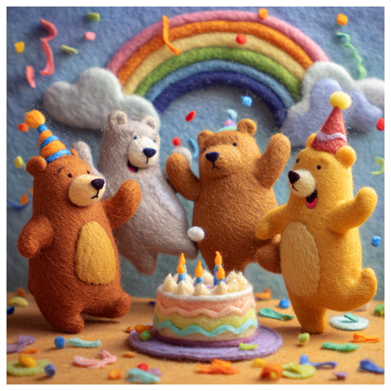 Coussins décoratifs Felt Bear Party Scene, 18 po x 18 po