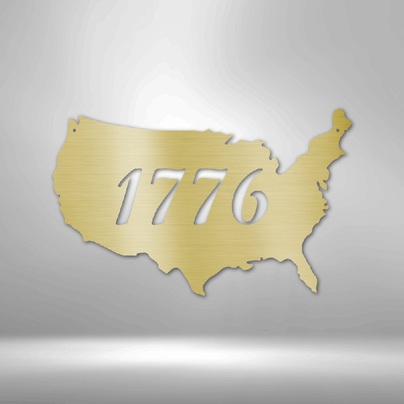 Plaque murale en acier 1776 US, Doré, H 14,25 po x l 14,5 po x P 0,5 po