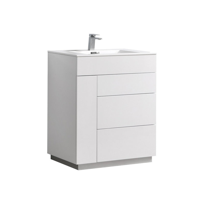 Ebling 29.8'' Single Bathroom Vanity with Acrylic Top, White