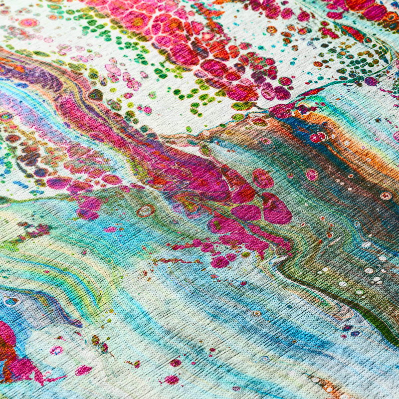 Chenille Washable Abstract Indoor / Outdoor Rug, Rectangle 5' x 7'6"