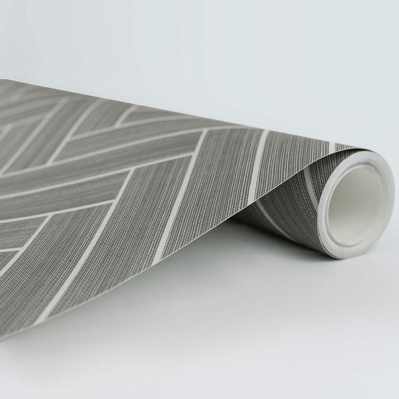 Chevron Vinyl Peel & Stick Metallic Wallpaper Roll, Graphite/Metallic Silver