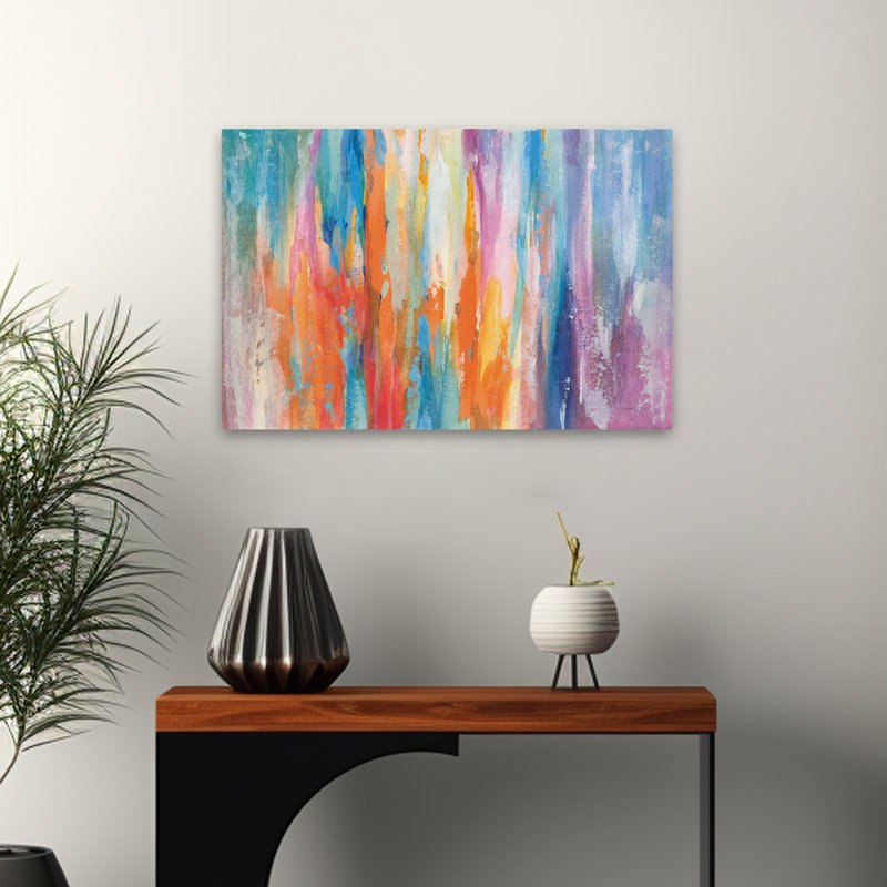 Aqua And Asbtract Riviera Art, 16" H x 24" W