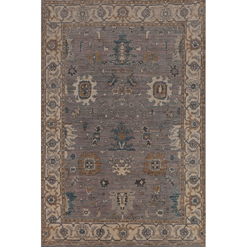 Gray Turkish Oushak Vegetable Dye Area Rug