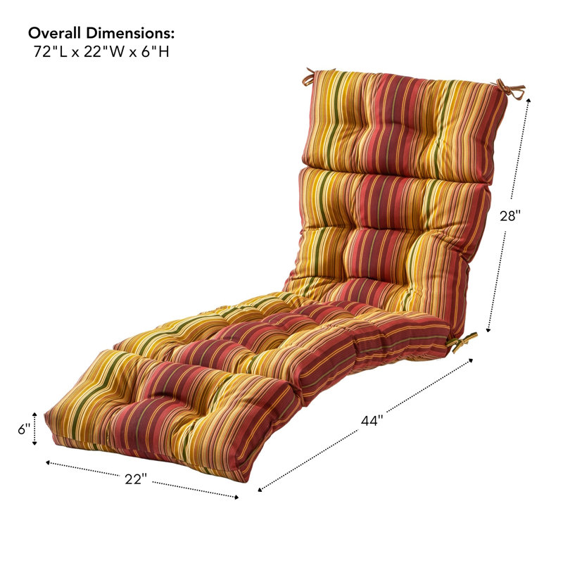 Shipton Outdoor Tufted Chaise Lounge Cushion, Kinnabari