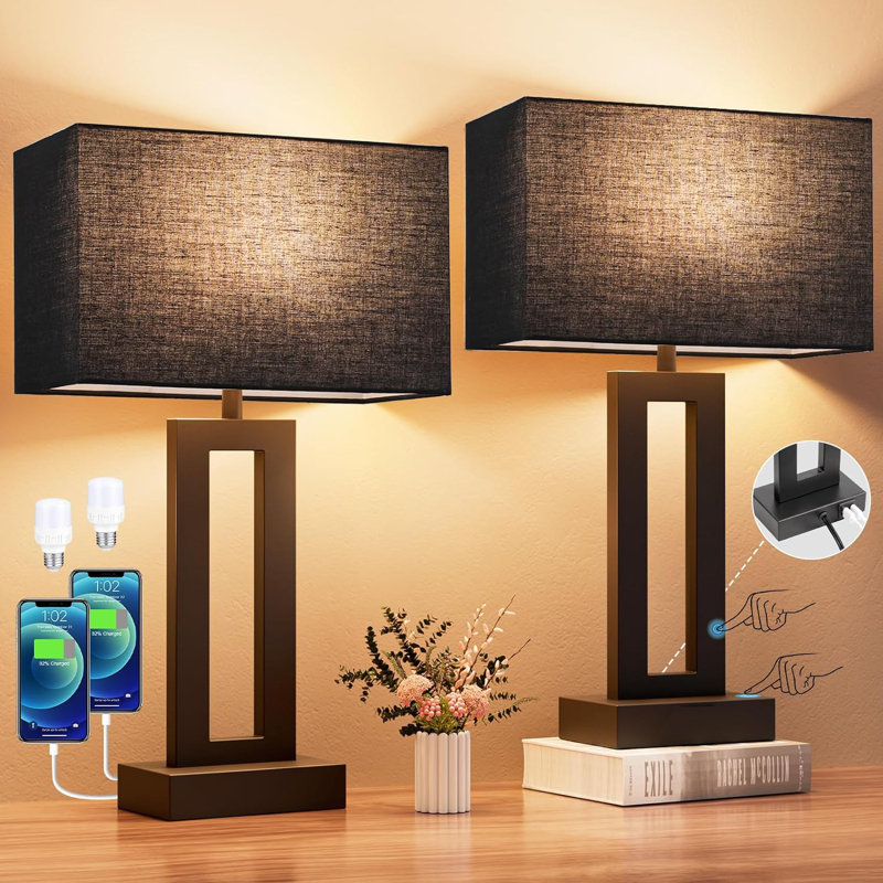 Metal USB Table Lamp, Black
