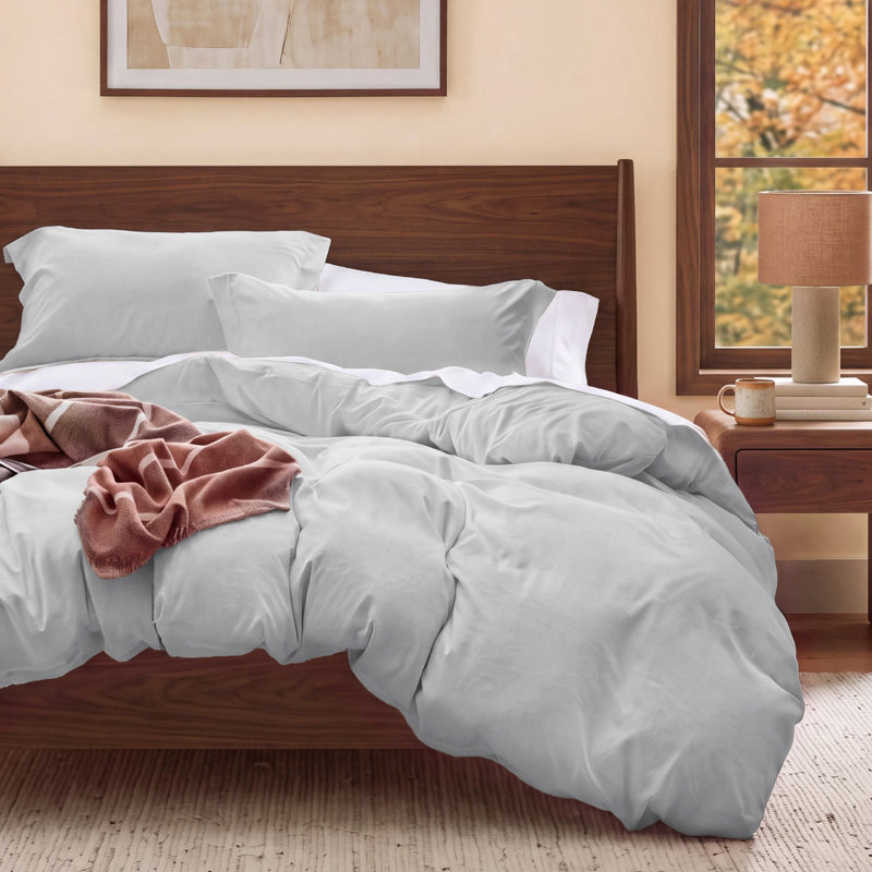 Housse de couette en microfibre Literie très grand californien - ensemble de literie très doux en coton prélavé (ensemble de 3)