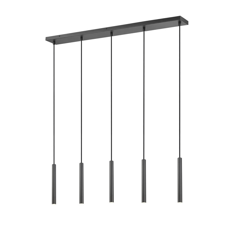 Lustre linéaire à 5 lumières Mahlum, 193.9", Noir mat