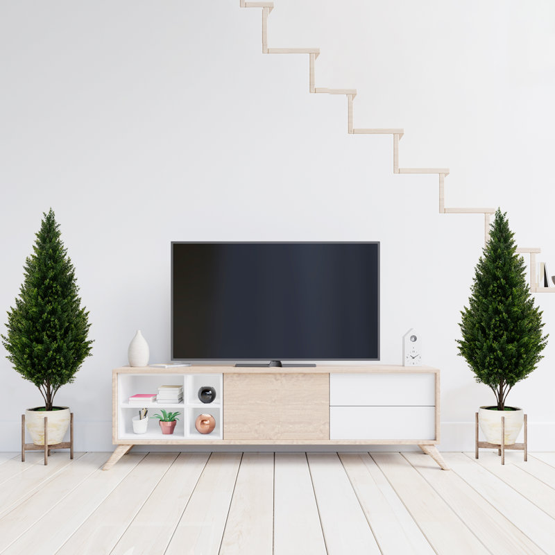 Ensemble de 2 topiaires artificiels de 4 pi avec 2 cèdres artificiels vert extérieur