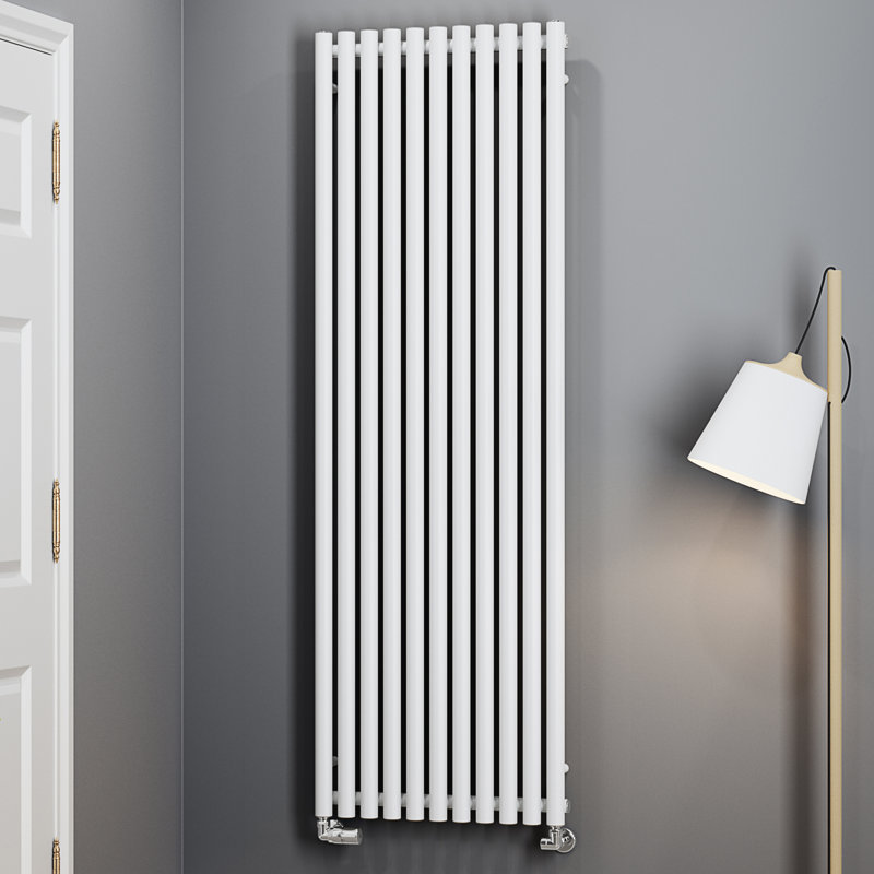 Rolo Room Cylindrical Bar Reversible Designer Radiator, White, 1800mm H x 480mm W x 96mm D