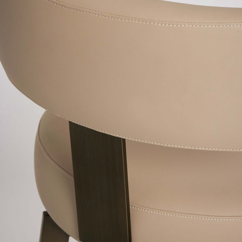 Clermont Upholstered Stool with Metal Frame, Cream Latte Seat/Antique Bronze Frame, Bar Stool (29" Seat Height)