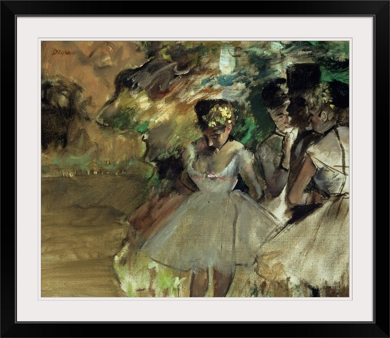 «Three Dancers in the Wings, c.1880-85» par Edgar Degas, reproduction d'art, H 30 po x l 36 po x P 1,5 po, Toile