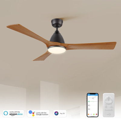 3 - Blade LED Smart Standard Ceiling Fan with Remote Control and Light Kit Included.