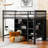 Loft Bed With 8 Open Storage Shelves And Built-In Ladder-1241793836