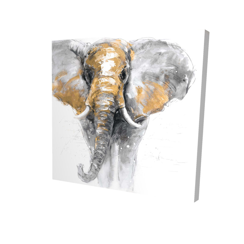 Toile éléphant doré - décor de salon contemporain